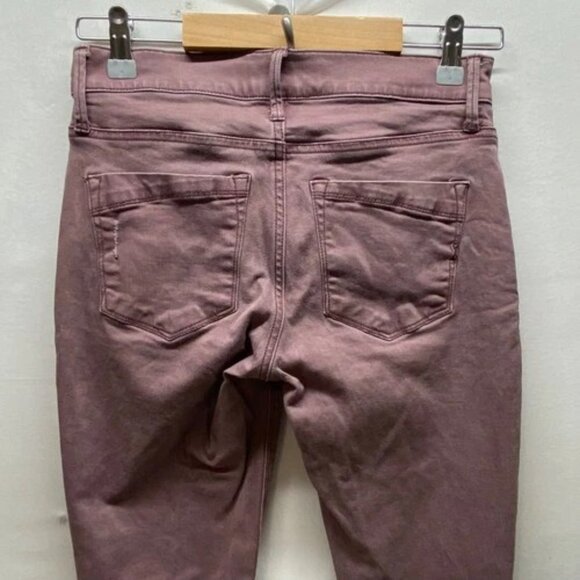 Express Jeans Women's 0R Mid-Rise Ankle Leggings Dusty Purple Raw Hem Distressed - Picture 4 of 11